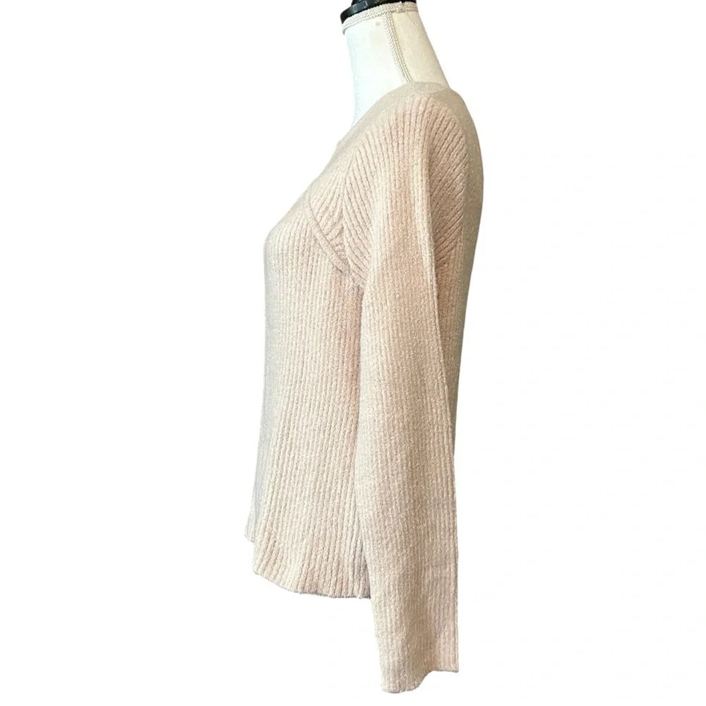NWT Rachel Zoe Crewneck Cutout Soft Cozy‎ Sweater Women’s SZ L in Nude Pink